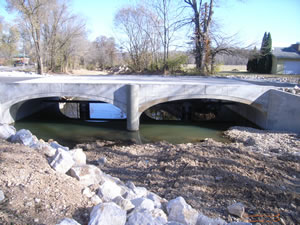 Visual description of a low water crossing after mitigation