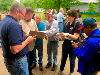 Joint Preliminary Damage Assessment team meets with local officials to determine which areas can be assessed and which are still flooded in Clark County on June 12, 2019